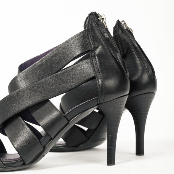 Ralph Lauren Collection Ardina II Black Strappy Leather Sandals - Picture 8 of 11